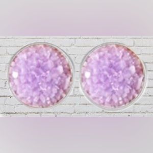 Light Purple Stud Stainless Steel Druzy Studs Earrings 10mm